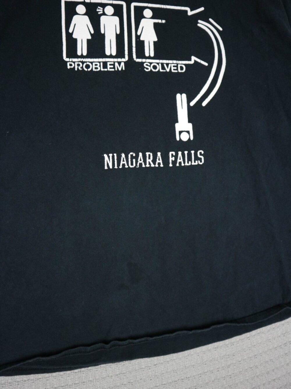 Niagara Falls Humour Text Tee Black Cotton Shirt XL - Picture 3 of 8